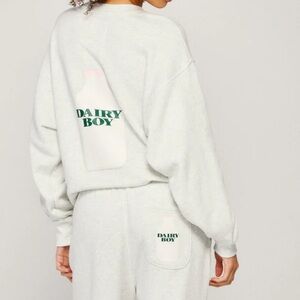NWT Dairy Boy Milk Bottle crewneck + sweatpant set in Heather Gray